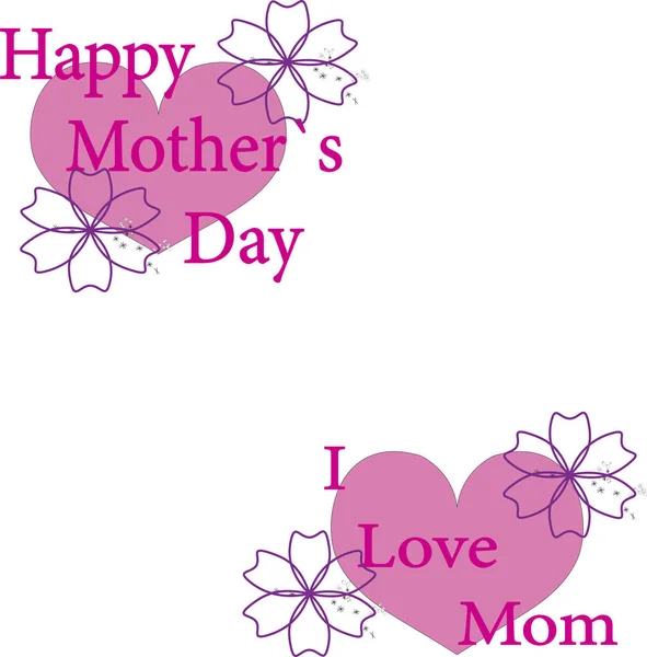 Happy Mother Day Heart Flowers White Background — Stock Photo, Image