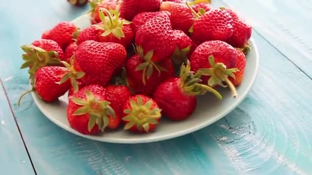 Fragole Fresche Sfondo Fragola Macro Texture Grandi Grandi Fragole Uno — Video Stock