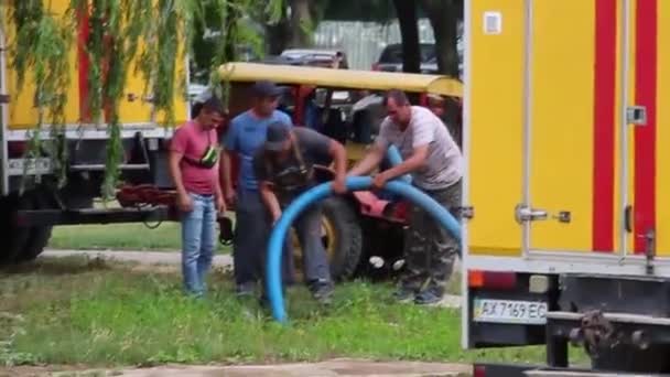 Tractor Goteando Pozo Trabajos Construcción — Vídeo de stock