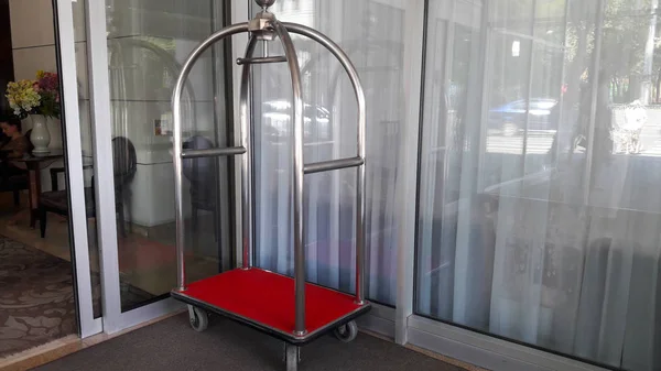 Trolley at the hotel. Luggage trolley for a hotel, trolley in th