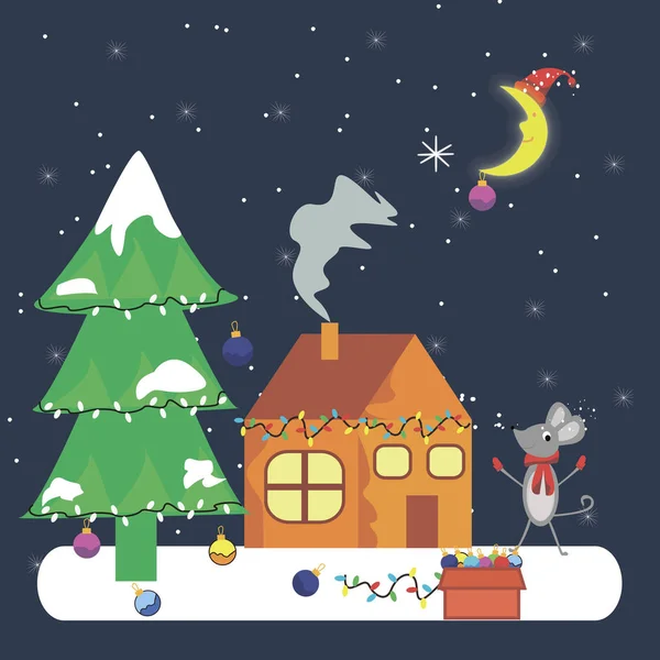 Yeni yıl. Yeni yıl 2020 ve arka planda Noel ağacı. Sıçan veya fare yılı. tebrik kartı, yeni yılın kavramı.