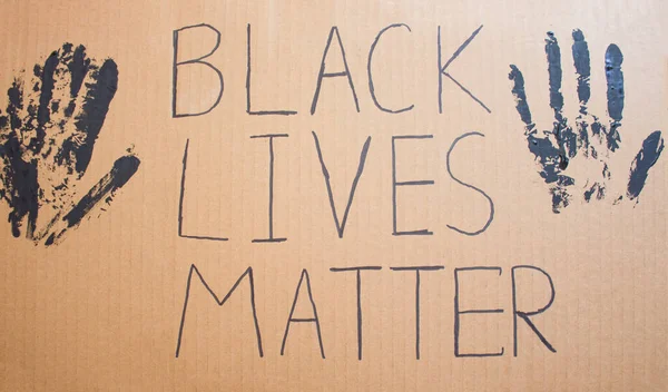 Svarta Lever Matter Textmeddelande För Protest Kartong Stoppa Rasismen Polisvåld — Stockfoto