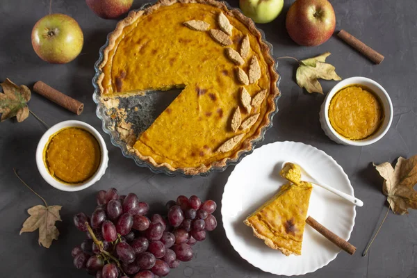 Zucca Del Ringraziamento Tradizionale Torta Zucca Fatta Casa Vacanze Autunnali — Foto Stock