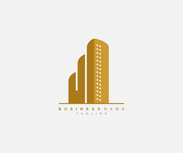 Logotipo Inmobiliario Abstracto Del Edificio Del Oro — Vector de stock