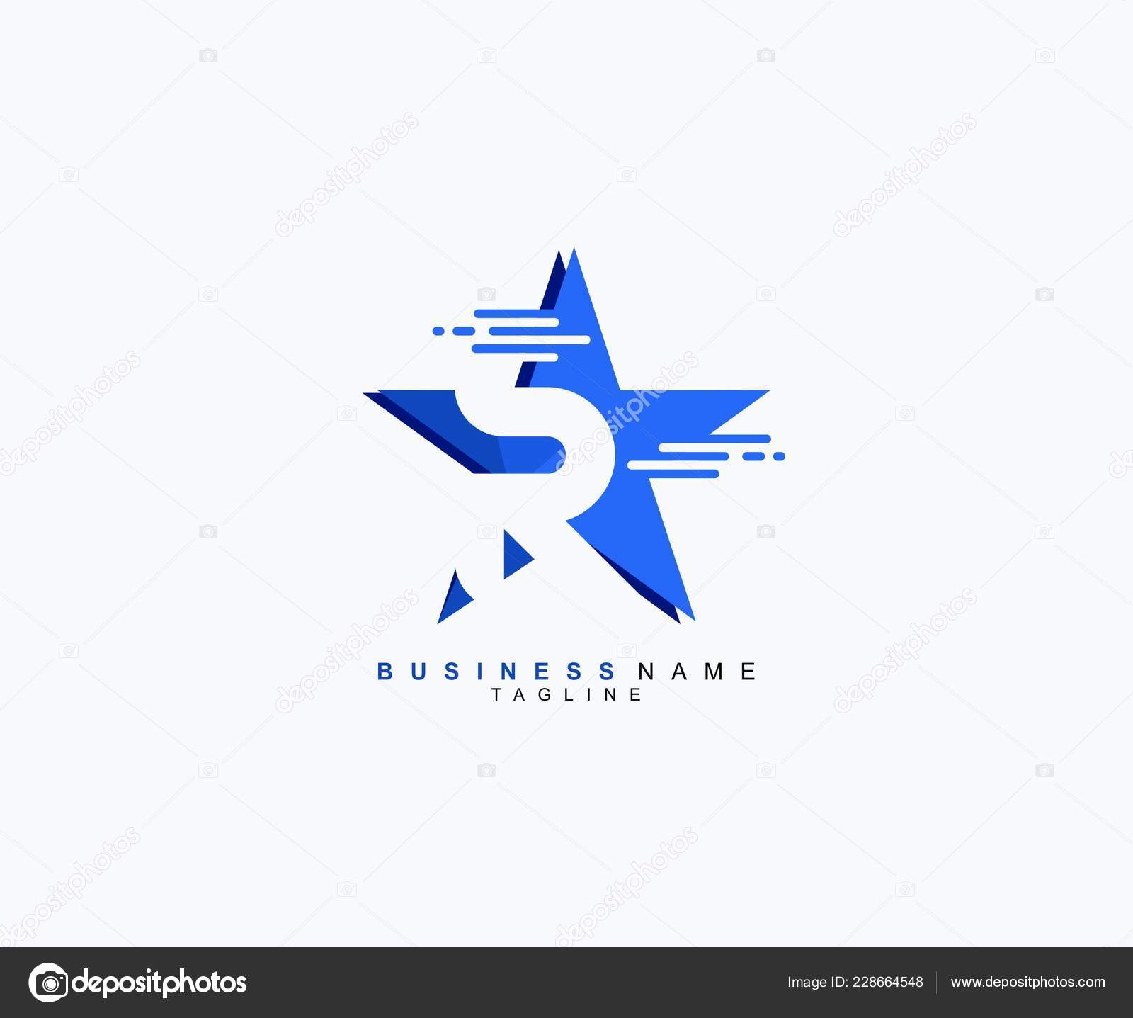 Trendy Modern Logo Blue Star Isolated White Background Initial