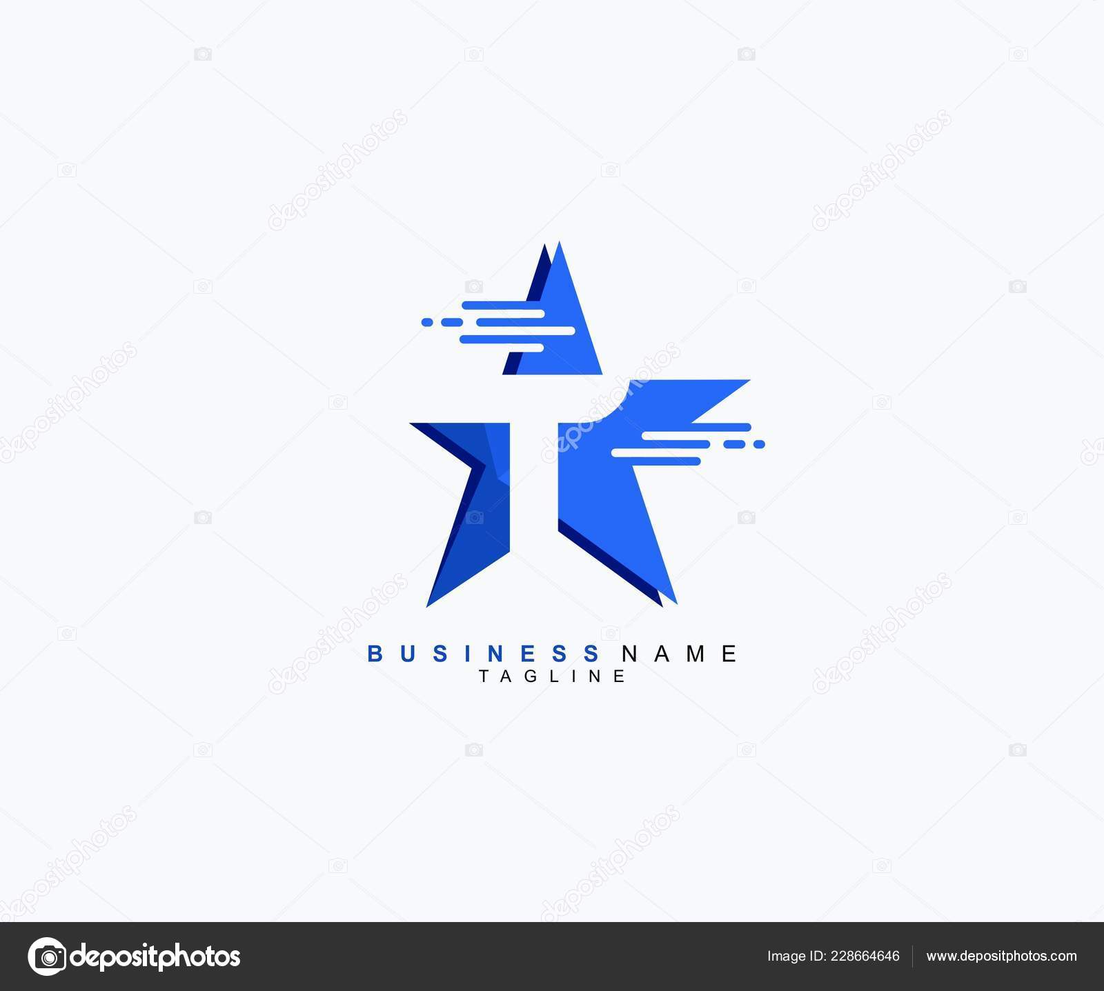 Trendy Modern Logo Blue Star Isolated White Background Initial