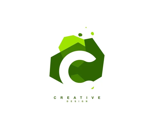 Trendy Modern Logo Creative Typography Letter Green Geometric Rectangle Design — Stock Vector