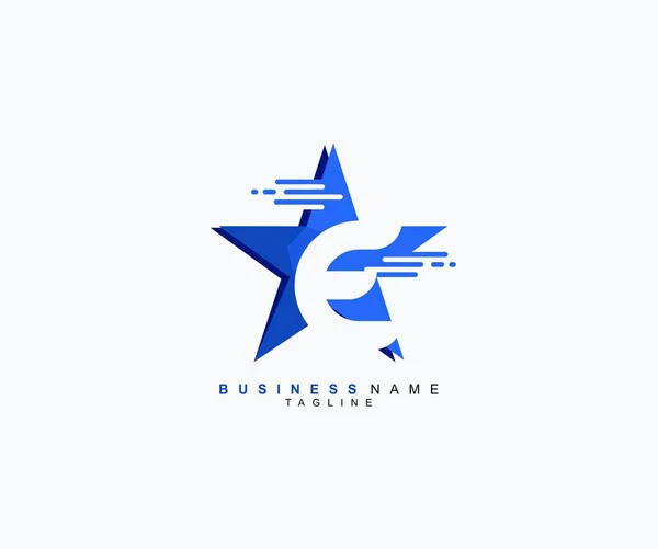 Logotipo Moderno Moda Estrella Azul Aislada Sobre Fondo Blanco Letra — Vector de stock