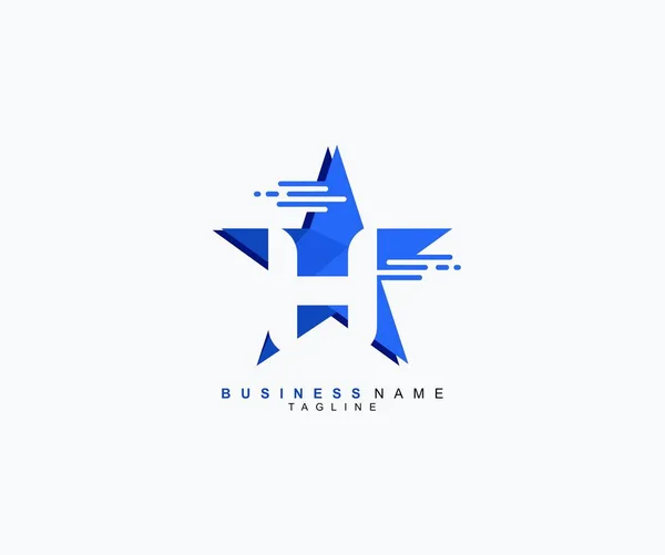 Logotipo Moderno Moda Estrella Azul Aislada Sobre Fondo Blanco Letra — Vector de stock