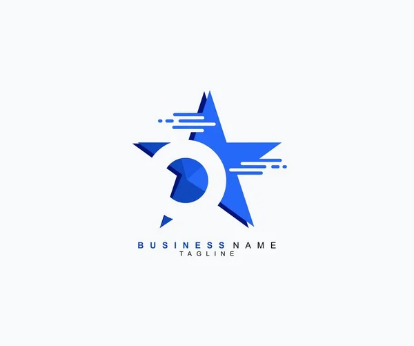 Logotipo Moderno Moda Estrella Azul Aislada Sobre Fondo Blanco Letra — Vector de stock