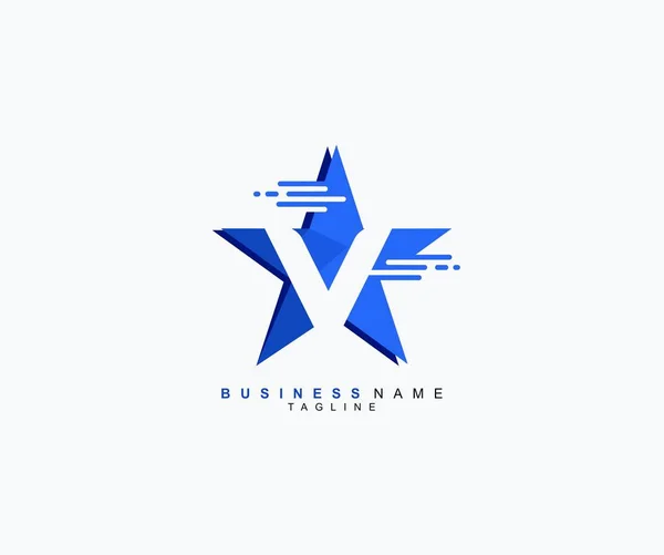 Logotipo Moderno Moda Estrella Azul Aislada Sobre Fondo Blanco Letra — Vector de stock