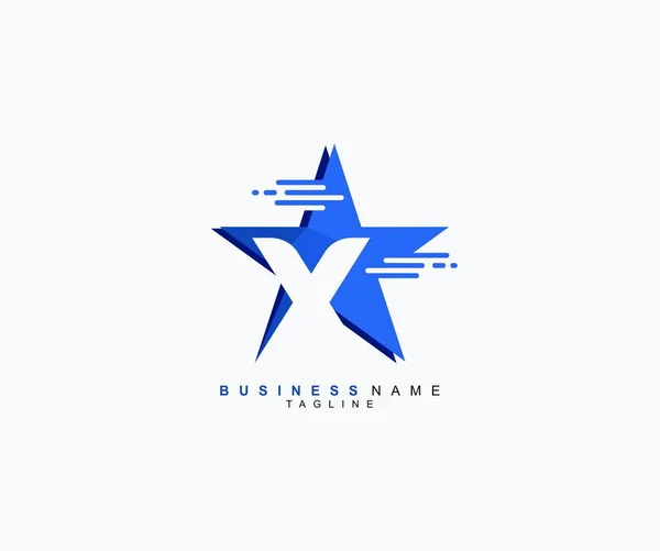 Logotipo Moderno Moda Estrella Azul Aislada Sobre Fondo Blanco Letra — Vector de stock