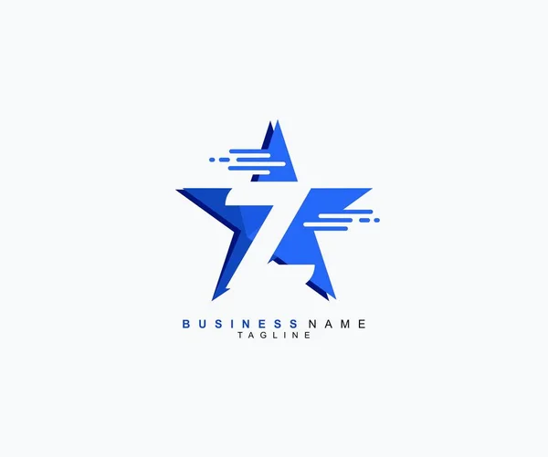 Logotipo Moderno Moda Estrella Azul Aislada Sobre Fondo Blanco Letra — Vector de stock