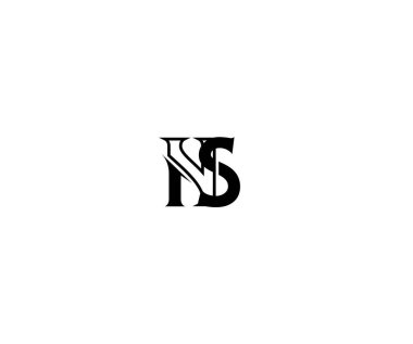 ilk harf Ns bağlantılı monogram ile minimalist doğrusal logo