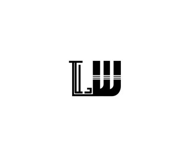 ilk harf Lw bağlantılı monogram ile minimalist doğrusal logo 