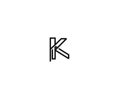 ilk harf K bağlantılı monogram ile minimalist doğrusal logo 