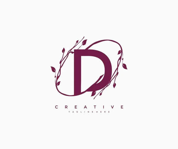 Logotipo Moderno Moda Com Design Floral Anel Elegante Carta Tipografia — Vetor de Stock
