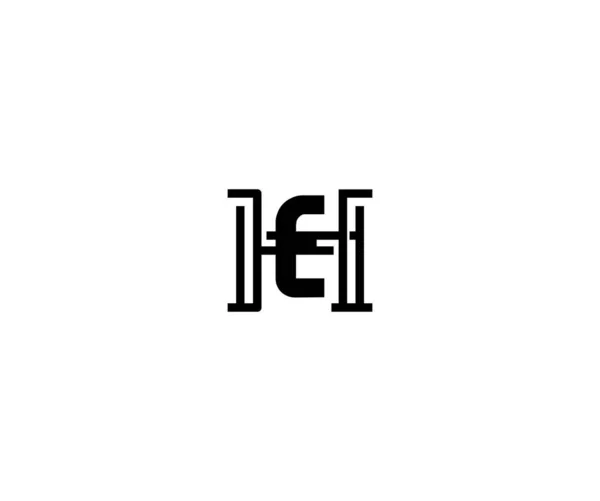 Minimalistisk Linjär Logotyp Med Länkade Monogram Inledande Bokstäver Han — Stock vektor