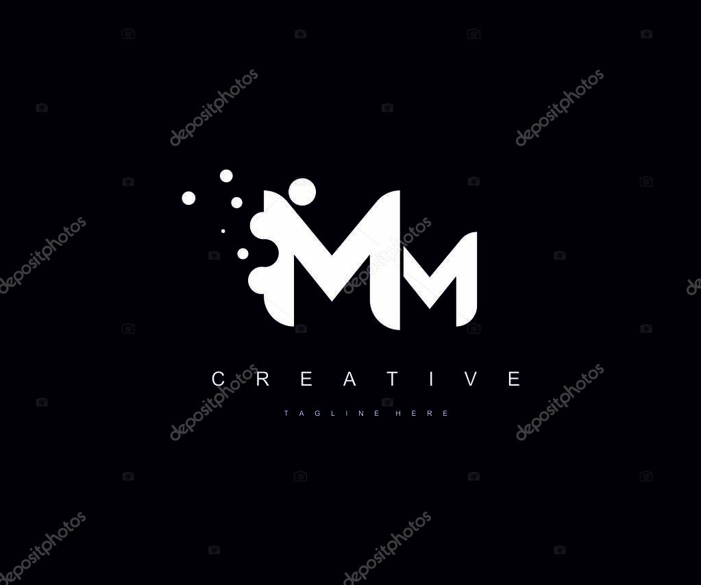Monogram logo with dots design, creative typography letters MM