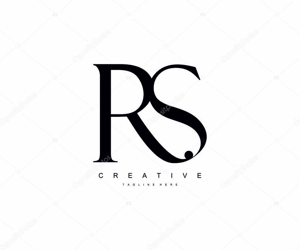Luxury logo with linked monogram of initial letters RS 