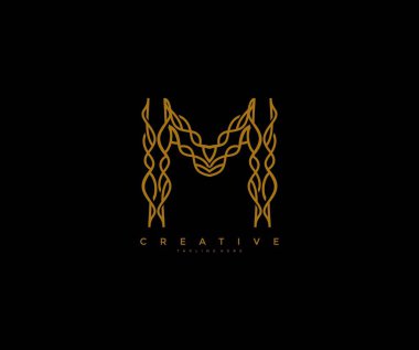 İlk M Harfi Zarif Dalgalı Dal Monogram Logo