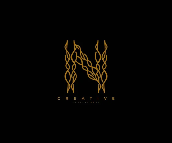 Logo Inicial Del Monograma Rama Ondulada Elegante Letra — Vector de stock