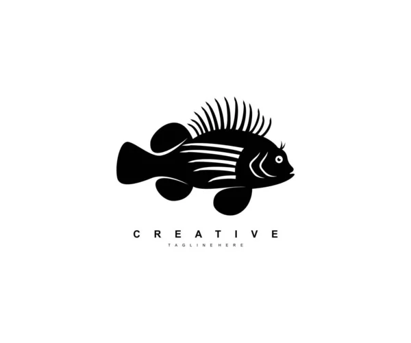 Russell Modello Design Del Logo Del Pesce Leone — Vettoriale Stock