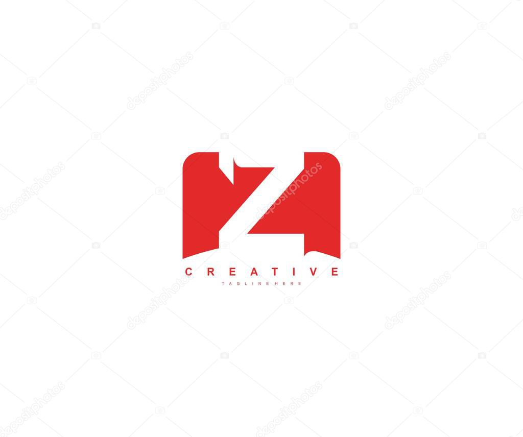 Letter Z with Abstract Red Color Shape Modern Cutting Edge Stylish Logo