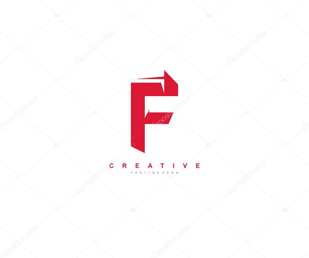 Initial Letter F Abstract Modern Futuristic Sharp Stylish Red Color Logo