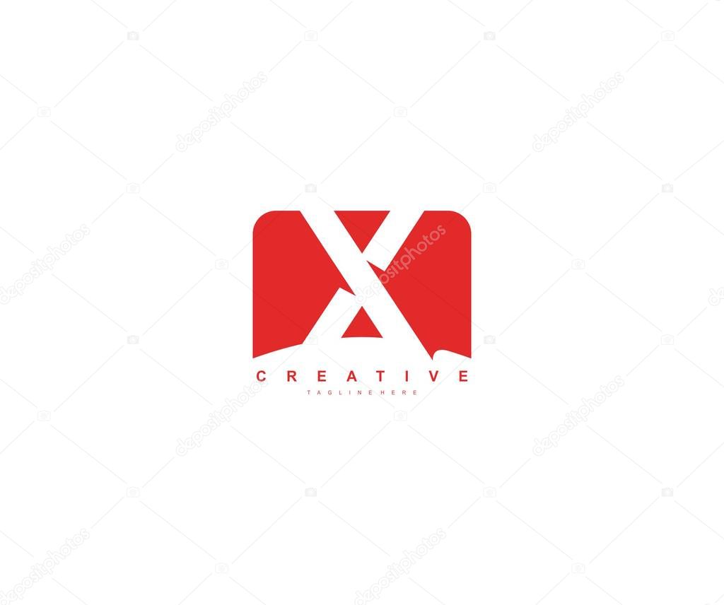 Letter X with Abstract Red Color Shape Modern Cutting Edge Stylish Logo