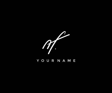 Kaligrafi İmza Harfi Nf Logotipi