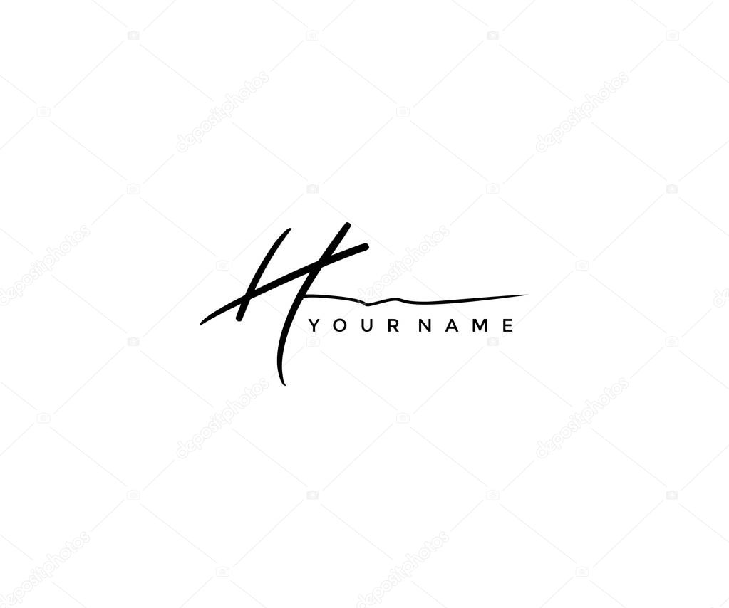 Calligraphy Signature Letter H Logotype