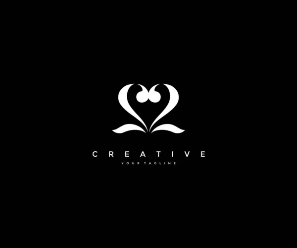 Número Corazón Amor Minimalista Elegante Logotipo Diseño — Vector de stock
