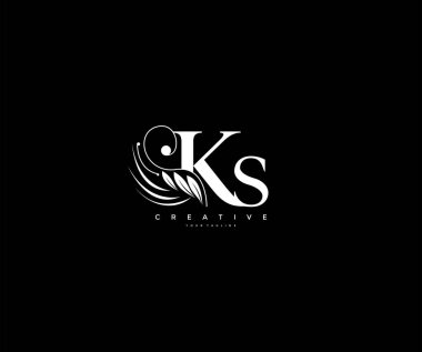 Initial KS letter luxury beauty flourishes ornament monogram logo clipart