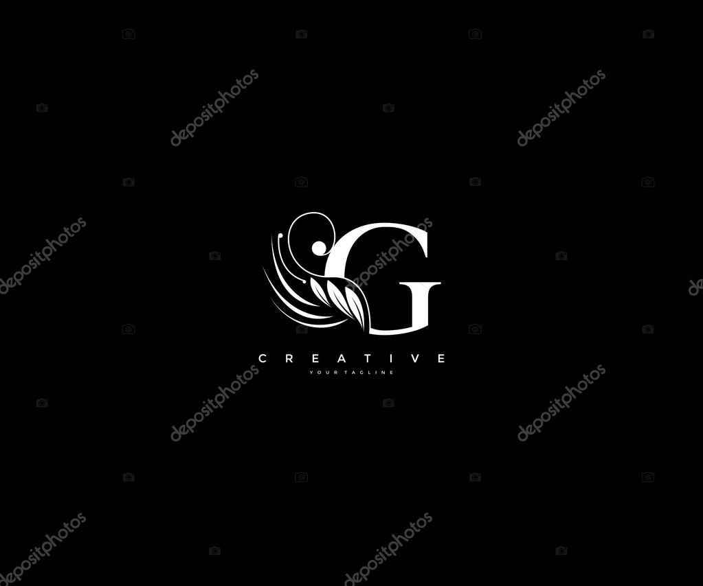 Initial G letter luxury beauty flourishes ornament monogram logo