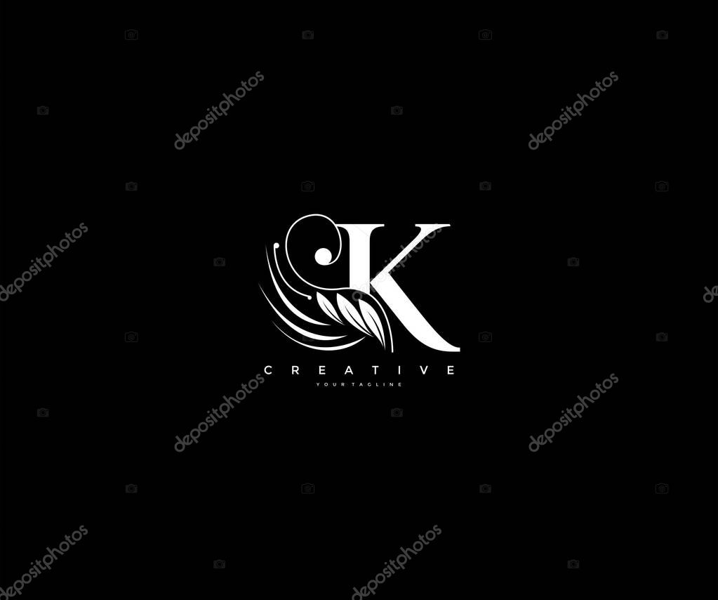 Initial K letter luxury beauty flourishes ornament monogram logo
