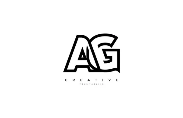 Letter AG GA A G Minimalist Monogram Outline Logo