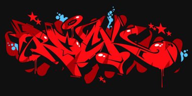 Soyut Kelime Rock Graffiti Biçimli Yazı Tipi Harflendirme Vektörü ResmiComment