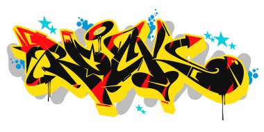 Soyut Rock Graffiti Biçimli Yazı Tipi Harfleme Vektörü İllüstrasyonu