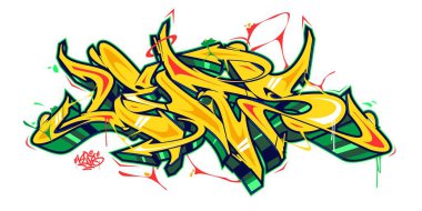 Soyut Kelime Graffiti Biçimli Yazı Tipi Harfleme Vektörü Resimlemesine İzin Veriyor