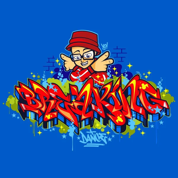 Abstrakter HipHop Graffiti Stil Word Breaking Vector Typografie Illustration — Stockvektor