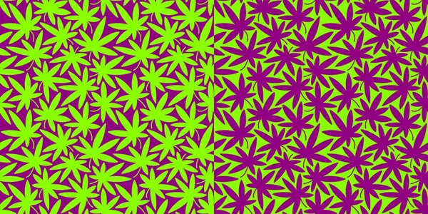 Abstraktes nahtloses grünes Muster mit Cannabisblättern. Vektorillustration. — Stockvektor