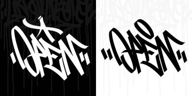 Sözcük Açık Hip Hop El Graffiti Biçimli Vektör İllüstrasyonu