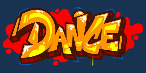 Abstract Word Dance Graffiti Style Font Lettering Vector Illustration Art — Stock Vector