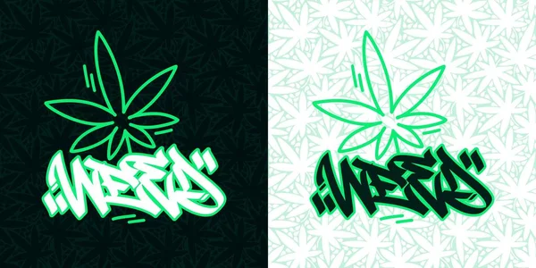 Absztrakt hip hop kézzel írott graffiti stílus szó Weed vektor illusztráció művészet — Stock Vector