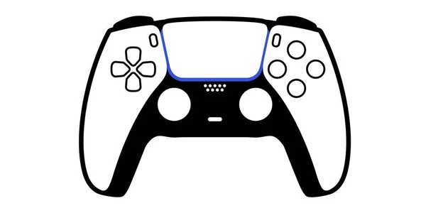 Flat Design Controller Vector Illustration. Schwarz-weiß-blauer Joystick oder Gamepad isoliert auf weißem Hintergrund — Stockvektor