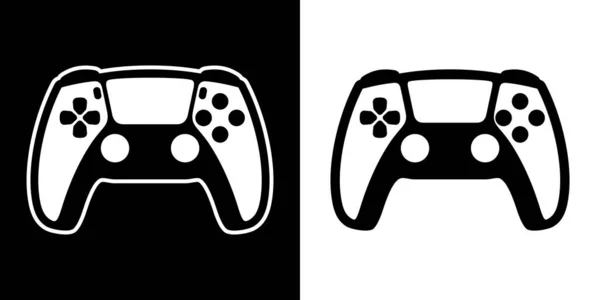 Controlador de diseño plano Vector Illustration. Joystick negro y blanco o Gamepad Icono aislado — Vector de stock