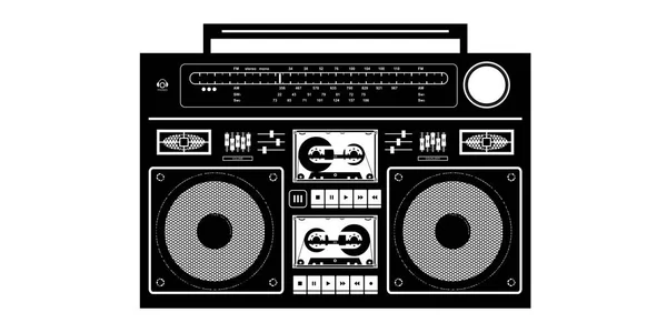 Detaillierte Schwarz Weiß Ghetto Blaster Isolated Vector Illustration — Stockvektor