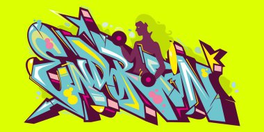 Soyut Kelime Endorfin Graffiti Spor Stili Yazı Tipi Harfleri Vektör İllüstrasyonu. Vektör illüstrasyonu