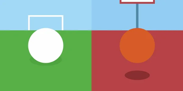 Fútbol y baloncesto Mínimo abstracto Vector Ilustración Arte — Archivo Imágenes Vectoriales